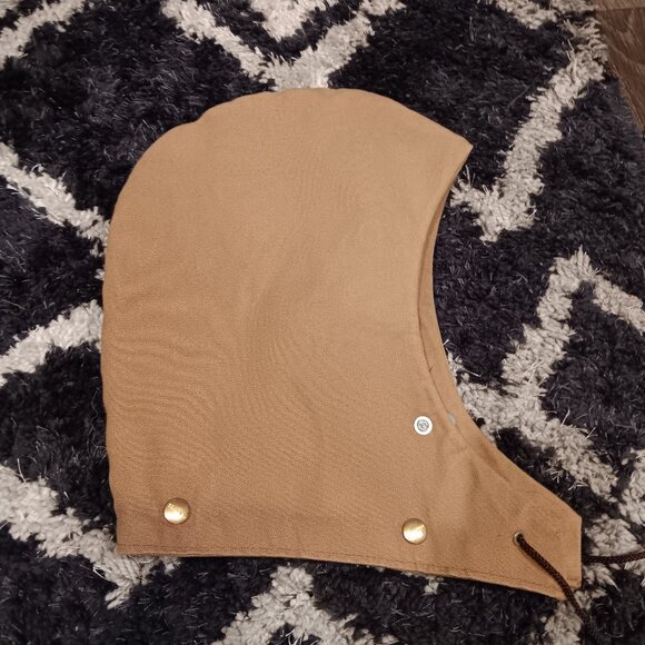 VINTAGE Carhartt Replacement Hood Quilt Lined Duck Brown Canvas Drawstring Snap - Picture 5 of 5